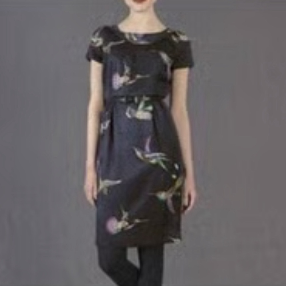 Boden | Hummingbird 50-60’s inspired sheath Silk blend dress Womens size 6L tall